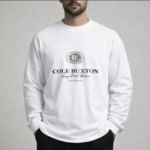 Cole Buxton White Cotton Long Sleeve Graphic T-Shirt Luxury Streetwear XL